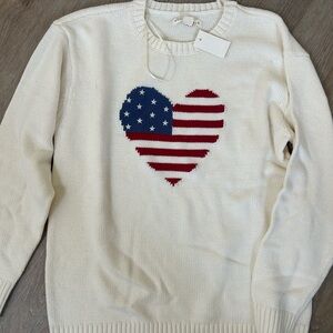Aeropostale Cream Sweater with American Flag Heart